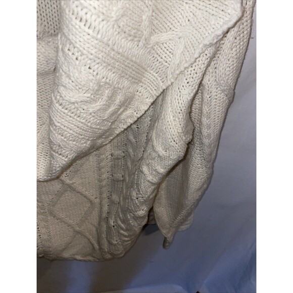 Bad Little Country Girl Women’s Cowl Neck Sweater Size Large Ivory Cable Knit - Picture 7 of 12
